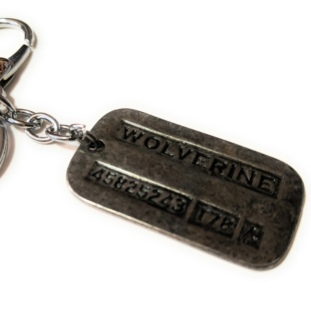 Wolverine Logan dog tag keychain X-MEN Full metal